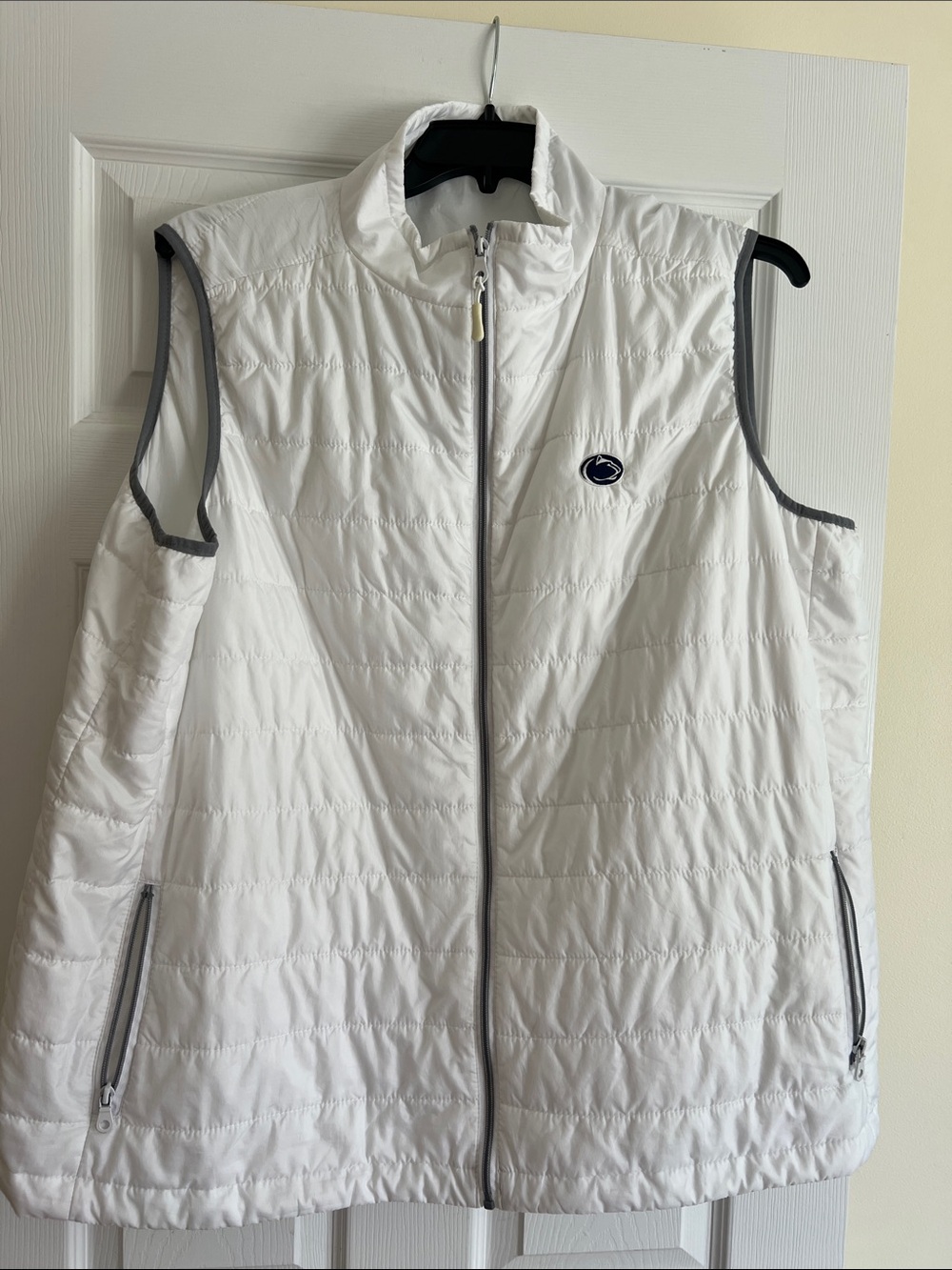 Penn State White Quilted Lightweight Vest with Gray Trim